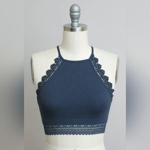 New crochet and lace trim bralette with strappy back